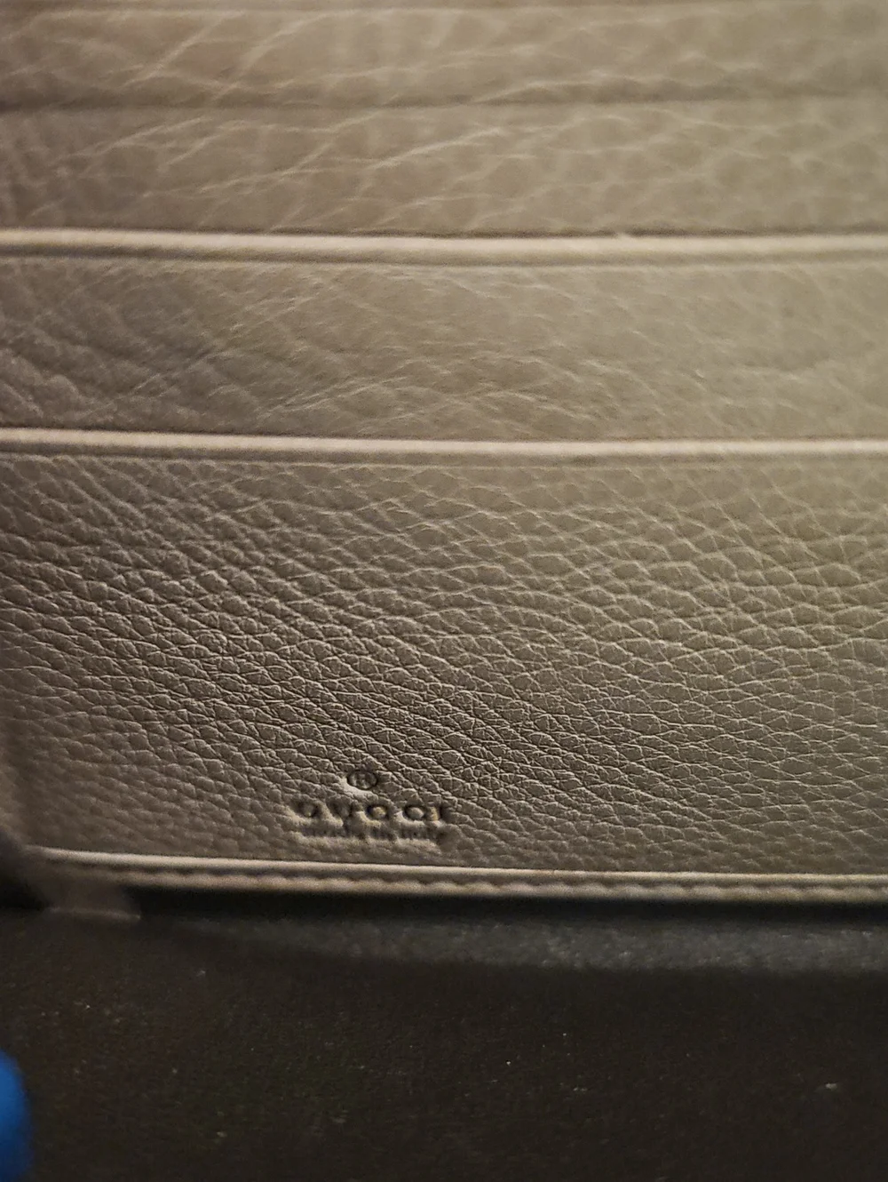 Gucci Taupe Leather Zip-Around Wallet with Tassel